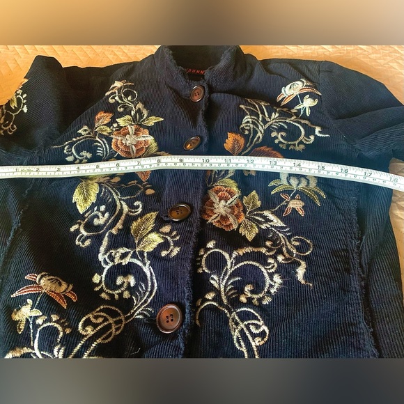 Johnny Was Navy Embroidered Corduroy Coat - Picture 12 of 12
